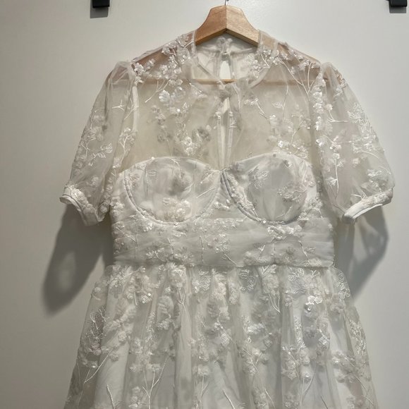 Ivory Blossom Sequin Tiered Maxi Dress  (Self-Portrait) - Picture 10 of 16